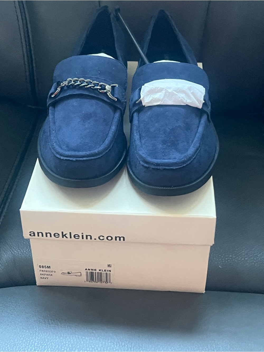 Anne Klein Blue Suede Loafers with Subtle Stitching